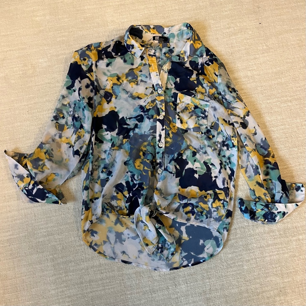 KUT from the Kloth Tie Hem Chiffon Top - Picture 2 of 5